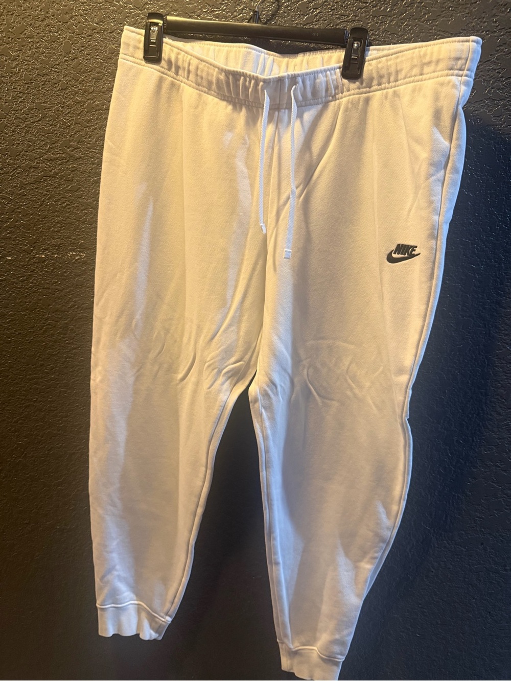 Nike Women’s White Fleece Joggers with Black Swoosh
